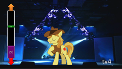 Size: 1500x844 | Tagged: safe, derpibooru import, braeburn, earth pony, pony, cowboy hat, male, singing, solo, two toned mane