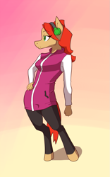 Size: 625x1000 | Tagged: safe, artist:pashoo, oc, oc only, anthro, unguligrade anthro, female, headphones, solo, spinner
