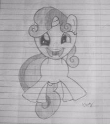 Size: 2638x2962 | Tagged: safe, artist:theoriginalbeatlebug, sweetie belle, monochrome, solo, traditional art