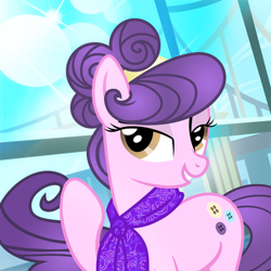 Size: 600x600 | Tagged: safe, artist:pixelkitties, derpibooru import, suri polomare, bedroom eyes, grin, looking at you, smiling, solo