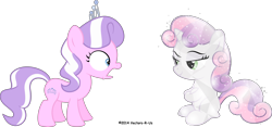 Size: 7000x3283 | Tagged: safe, artist:apony4u, diamond tiara, sweetie belle, crystallized, simple background, transparent background, vector