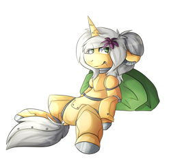 Size: 1617x1549 | Tagged: safe, artist:oddends, oc, oc only, oc:mercury shine, pony, robot, robot pony, dock, flower, flower in hair