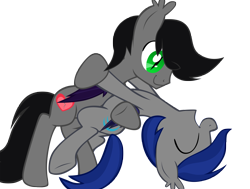 Size: 5000x3785 | Tagged: safe, artist:chip, derpibooru import, oc, oc only, oc:aux, oc:hekesuh, bat pony, pony, dancing, male, simple background, smiling, transparent background, trap, vector