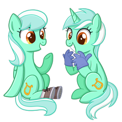 Size: 2376x2376 | Tagged: safe, artist:thecheeseburger, derpibooru import, lyra heartstrings, skyra, boots, clothes, colored pupils, cute, gloves, lyrabetes, shoes, sisters, skyrabetes