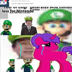 Size: 800x800 | Tagged: safe, derpibooru import, oc, oc only, barely pony related, bartini, cap, crying, hat, luigi, luigi's hat, nintendo, not salmon, plushie, satoru iwata, super mario bros., wat