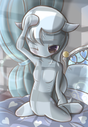 Size: 1800x2600 | Tagged: safe, artist:enten000, derpibooru import, silver spoon, semi-anthro, armpits, loose hair, morning ponies, pixiv, solo, upgrade