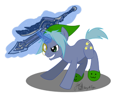 Size: 1174x918 | Tagged: safe, artist:cat-cly, derpibooru import, oc, oc only, pony, unicorn, :3, dual blade, hat, monocle, rule 63, solo