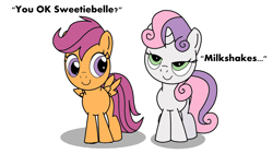 Size: 1920x1080 | Tagged: safe, derpibooru import, scootaloo, sweetie belle, inkscape, milkshake