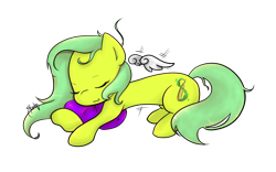 Size: 1024x637 | Tagged: safe, artist:midnightpremiere, derpibooru import, oc, oc only, oc:lemon party, pegasus, pony, pillow, solo