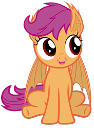 Size: 4384x6000 | Tagged: safe, artist:magister39, scootaloo, bat pony, pony, vampony, absurd resolution, bat ponified, cute, cutealoo, race swap, scootabat, simple background, solo, transparent background, vector