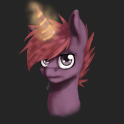 Size: 800x800 | Tagged: safe, artist:artybeat, derpibooru import, oc, oc only, oc:violet inferno, pony, unicorn, bored, bust, portrait, solo