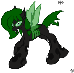 Size: 563x554 | Tagged: safe, artist:trippiehippie, derpibooru import, oc, oc only, oc:ankasi, changeling, green changeling, legends of equestria, solo