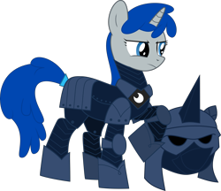 Size: 3470x3000 | Tagged: safe, artist:ruinedomega, derpibooru import, oc, oc only, oc:sapphire aegis, pony, unicorn, armor, night guard, ponyscape, sapphire, solo, standing, vector