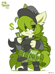 Size: 745x1005 | Tagged: safe, artist:php56, derpibooru import, oc, oc only, anthro, anthro oc, cap, hat, money, ponified, solo, steam (software), summer sale