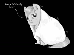 Size: 1024x768 | Tagged: safe, artist:waggytail, derpibooru import, fluffy pony, crying, monochrome, sadbox, shivering, solo