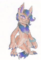 Size: 1566x2313 | Tagged: safe, artist:mylittlepeasant, oc, oc only, oc:moonstone, diamond dog, solo, traditional art