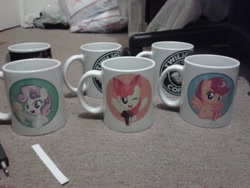 Size: 960x720 | Tagged: safe, artist:totoroxvi, apple bloom, scootaloo, sweetie belle, coffee mug