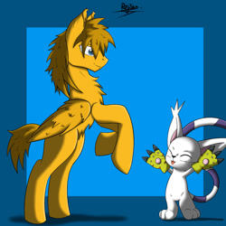 Size: 894x894 | Tagged: safe, artist:rejzan, derpibooru import, oc, pegasus, pony, crossover, digimon, gatomon