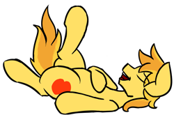 Size: 1841x1216 | Tagged: safe, artist:coatieyay, braeburn, eyes closed, on back, relaxing, simple background, solo, transparent background