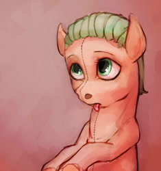 Size: 1196x1275 | Tagged: safe, artist:sharpieboss, derpibooru import, object pony, original species, plushie, ponified, solo, tongue out