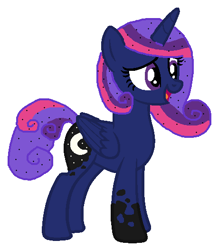 Size: 459x526 | Tagged: safe, artist:twiily-bases, artist:zerada, derpibooru import, oc, oc only, oc:midnight moon, alicorn, pony, alicorn oc, base used, magical lesbian spawn, offspring, parent:princess luna, parent:twilight sparkle, parents:twiluna, solo