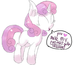 Size: 574x512 | Tagged: safe, artist:nelauk, sweetie belle, eyes closed, heart, solo, valentine