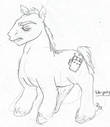Size: 452x520 | Tagged: artist needed, safe, artist:rdk, oc, oc only, monochrome, solo, traditional art, warpony