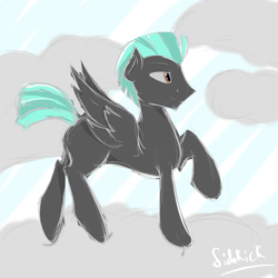 Size: 3000x3000 | Tagged: safe, artist:sidekick, derpibooru import, thunderlane, pegasus, pony, cloud, high res, male, missing cutie mark, raised hoof, sketch, sky, solo, stallion