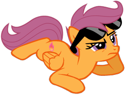 Size: 862x652 | Tagged: safe, artist:dreamcasterpegasus, derpibooru import, scootaloo, solo, sunglasses