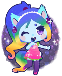 Size: 390x473 | Tagged: safe, artist:miss-glitter, oc, oc only, equestria girls, clothes, dress, eared humanization, earring, equestria girls-ified, humanized, microphone, ponied up, ponytail, solo