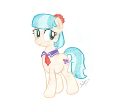 Size: 1280x1035 | Tagged: safe, artist:acuario1602, coco pommel, earth pony, pony, female, mare, solo, traditional art, two toned mane, white coat