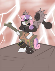 Size: 1275x1650 | Tagged: artist needed, source needed, safe, derpibooru import, sweetie belle, chaos, chaos space marine, crossover, metal as fuck, noise marine, slaanesh, warhammer (game), warhammer 40k