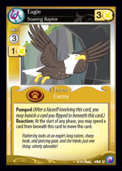 Size: 409x571 | Tagged: safe, bald eagle, eagle, canterlot nights, card, ccg, enterplay, flying, mlp trading card game, that friggen eagle, trading card