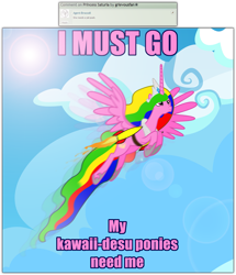 Size: 2393x2781 | Tagged: safe, artist:grievousfan, derpibooru import, oc, oc only, alicorn, pony, alicorn oc, i must go, pink text, solo