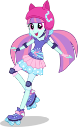 Size: 3261x5000 | Tagged: safe, artist:xebck, sunny flare, equestria girls, friendship games, absurd resolution, adoraflare, alternate hairstyle, alternate universe, cute, helmet, pigtails, simple background, skates, skating, solo, transparent background, vector, wondercolts