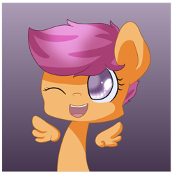 Size: 1280x1280 | Tagged: safe, artist:rue-willings, derpibooru import, scootaloo, cute, cutealoo, solo