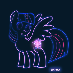 Size: 1000x1000 | Tagged: safe, artist:empyu, twilight sparkle, twilight sparkle (alicorn), alicorn, pony, black background, female, glowing cutie mark, mare, simple background