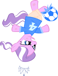 Size: 1670x2174 | Tagged: safe, artist:magerblutooth, derpibooru import, diamond tiara, bicycle kick, clothes, football, kick, simple background, solo, transparent background, uniform, vector