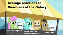 Size: 1023x567 | Tagged: safe, derpibooru import, doctor whooves, lyra heartstrings, merry may, troll, exploitable meme, guardians of the galaxy, lyra's score, meme, spoilers in the comments, vulgar