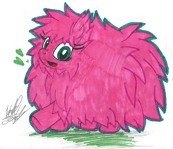 Size: 1175x1012 | Tagged: safe, artist:fuzon-s, artist:krazykari, derpibooru import, oc, oc only, oc:fluffle puff, colored, happy, looking at you, smiling, solo, traditional art