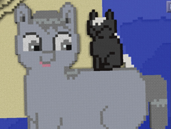 Size: 755x572 | Tagged: safe, artist:waggytail, derpibooru import, oc, oc only, oc:crazy mummah, fluffy pony, blank flank, fluffy pony foal, fluffy pony mother, minecraft, minecraft pixel art, pixel art