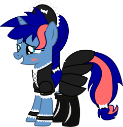 Size: 2500x2574 | Tagged: safe, artist:forgotten-remnant, derpibooru import, oc, oc only, oc:ryo, pony, unicorn, boots, clothes, maid, solo