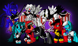 Size: 640x379 | Tagged: safe, artist:ladynanaki, derpibooru import, allen walker, arystar krory iii, cross marian, d.gray-man, komui lee, lavi, lenalee lee, miranda lotto, palindrome get, ponified, yu kanda