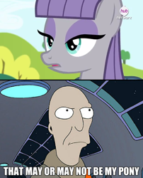 Size: 624x772 | Tagged: safe, maud pie, maud pie (episode), futurama, hub logo, image macro, meme, neutral planet ambassador, solo, that's my pony, that's my x