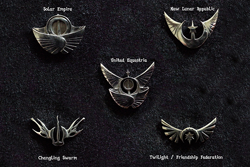 Size: 620x413 | Tagged: safe, badge, changeling swarm (logo), new lunar republic, solar empire, united equestria