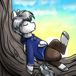 Size: 720x720 | Tagged: safe, artist:deyogee, clothes, jack frost, ponified, rise of the guardians, sleeping, solo, unshorn fetlocks