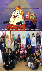 Size: 401x675 | Tagged: safe, derpibooru import, human, brony, doing time, irl, irl human, meme, photo, spongebob squarepants