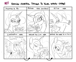 Size: 1600x1300 | Tagged: safe, artist:nohooves, derpibooru import, nightmare moon, blushing, doing loving things, eyes closed, meme, monochrome, waifu