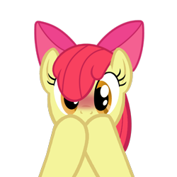 Size: 2200x2200 | Tagged: safe, artist:kuren247, apple bloom, blushing, bow, female, filly, looking at you, simple background, solo, transparent background