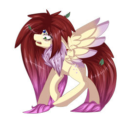 Size: 3000x3000 | Tagged: safe, artist:azrealrou, derpibooru import, oc, oc only, oc:hel, fluffy, gem, green eyes, leaves, solo, tripping, valkyrie pony